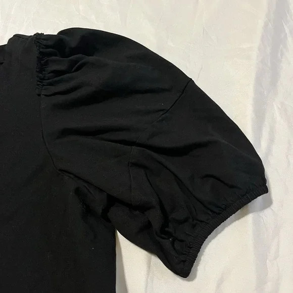 Madewell‎ Women's Sz M Puff Sleeve Black Tee Romantic Cottage Core Top - Picture 5 of 10
